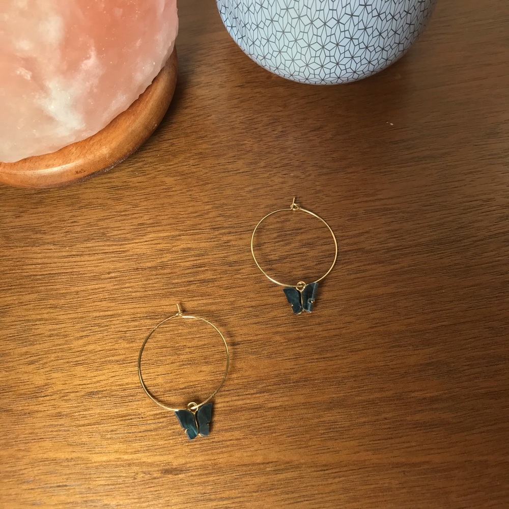 Gold and Black Butterfly Hoops